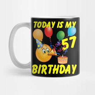 Emoji Shirt Today Is My 57th Birthday 57 Years Old Mug